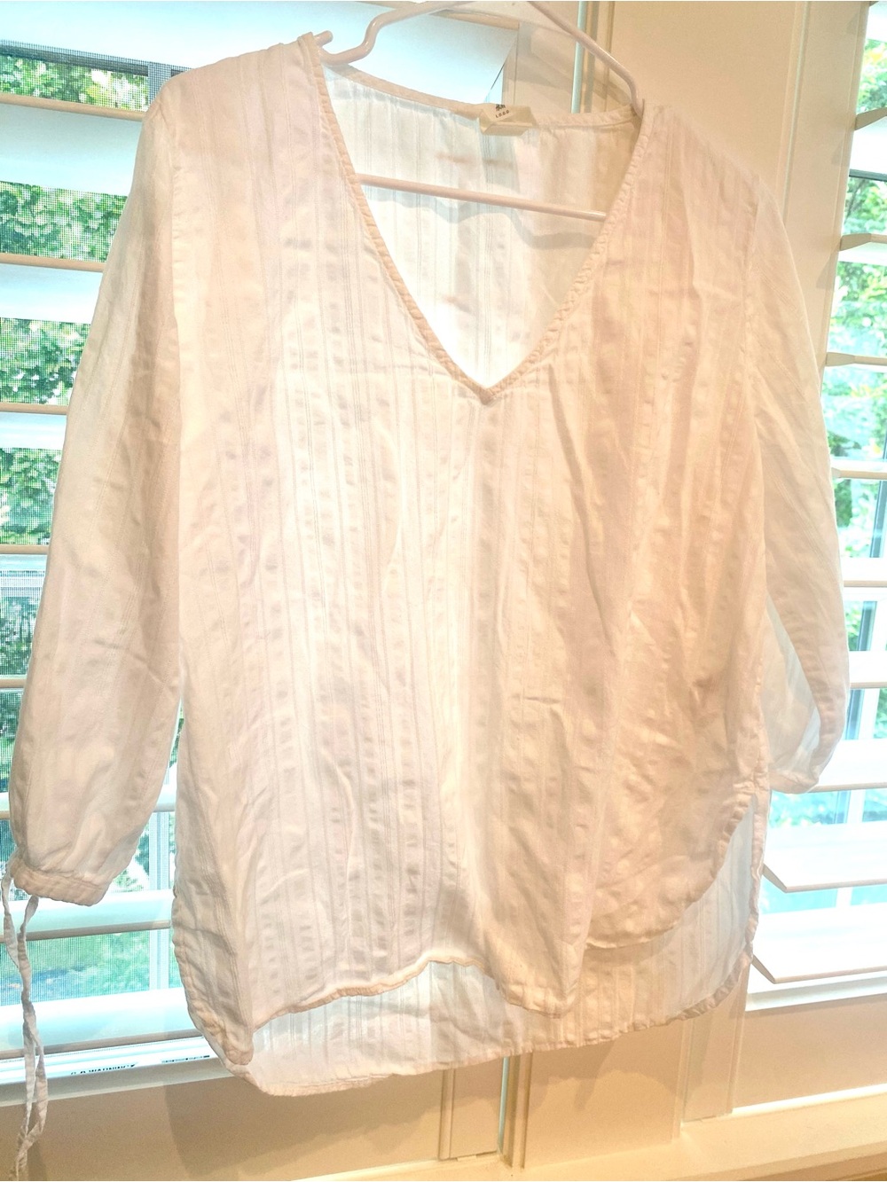 White V-Neck Women's Blouse - Lightweight Pullover blouse